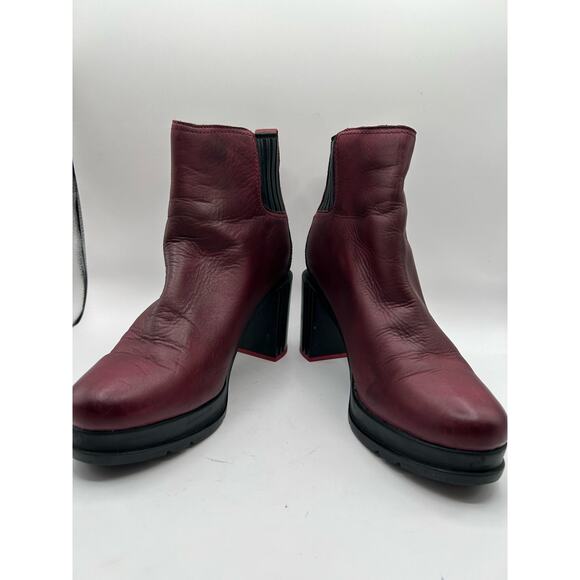 Sorel Rich Wine Margo Chelsea Block Heeled Platform Boots Leather Women's Sz 9 - Picture 9 of 12